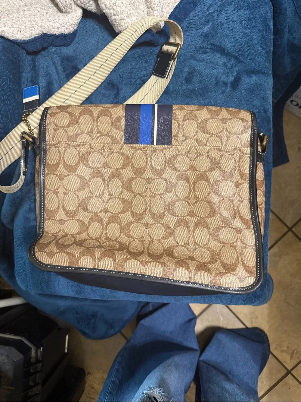 Coach Heritage Stripe Map Bag